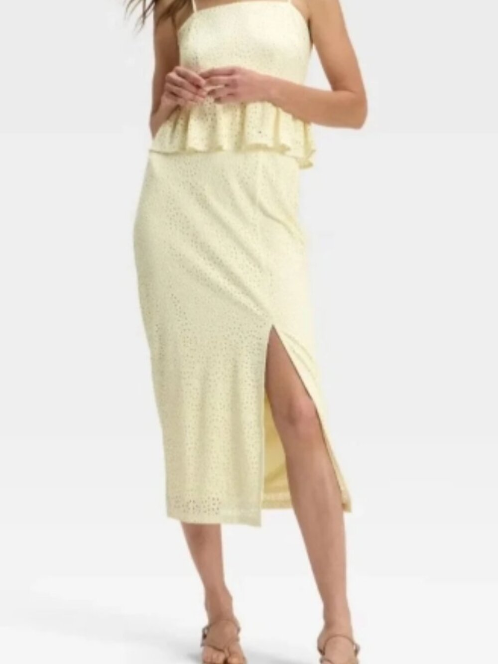 A New Day Light Yellow Midi Skirt
